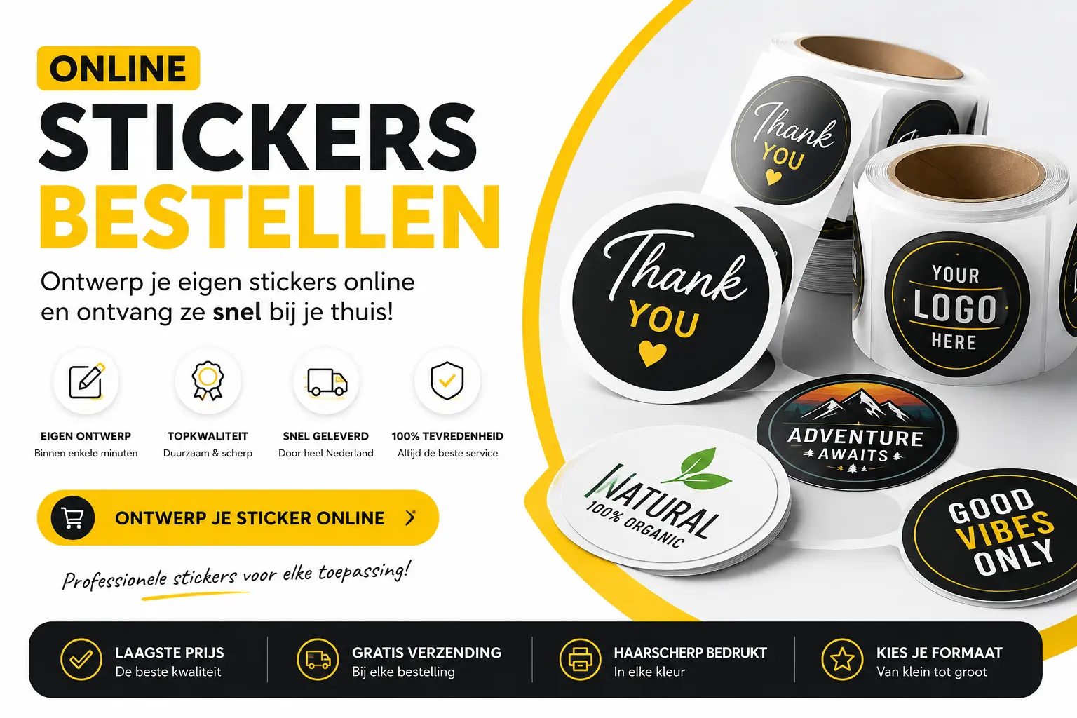 Online stickers bestellen in Nederland - Professionele vinyl stickers met eigen ontwerp snel geleverd via onze webshop